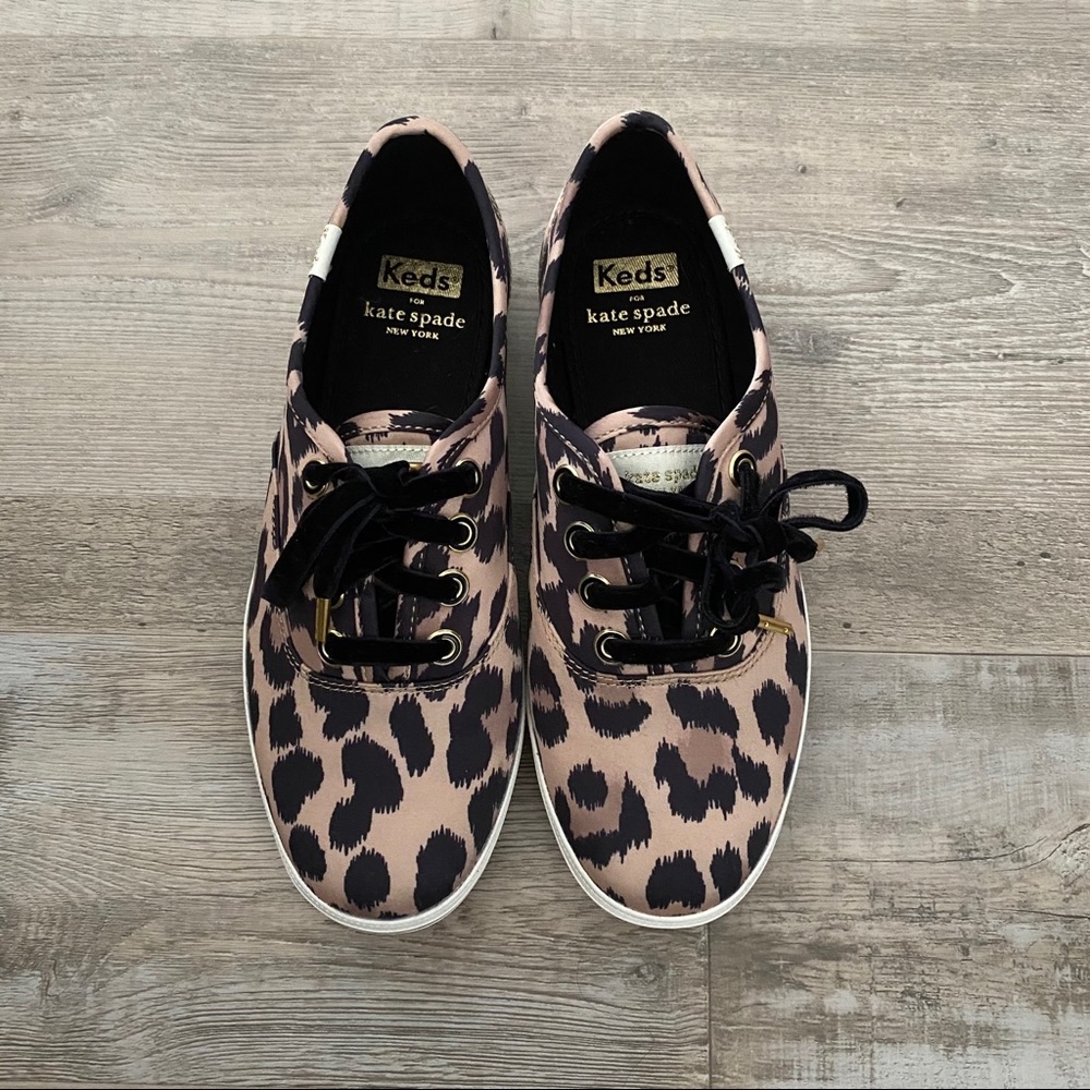 Kate Spade x Keds Leopard Satin Sneakers